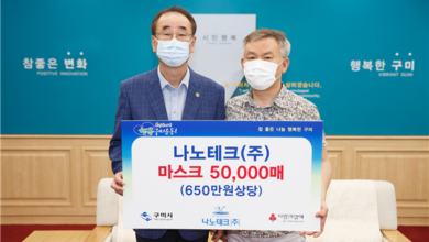 Photo of 나노테크(주), 구미시에 마스크 5만매 기탁