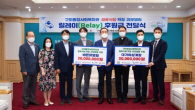 Photo of 「구미종합사회복지관 경로식당 확장 리모델링」후원금 전달
