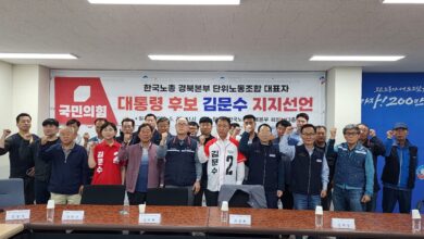 Photo of 한국노총 경북본부, 국민의힘 김문수 대통령 후보 지지선언